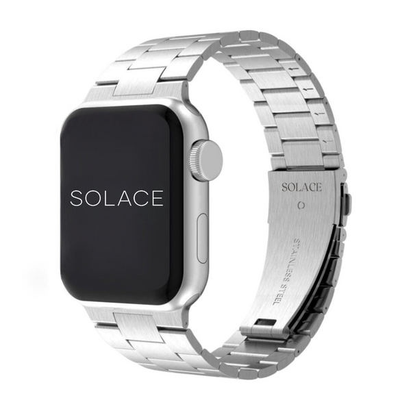 Silver Stainless Steel Apple Watch Bands Compatible with series Series 9, 8, 7, 6, SE, 5, 4, 3, 2, and 1 and Ultra
